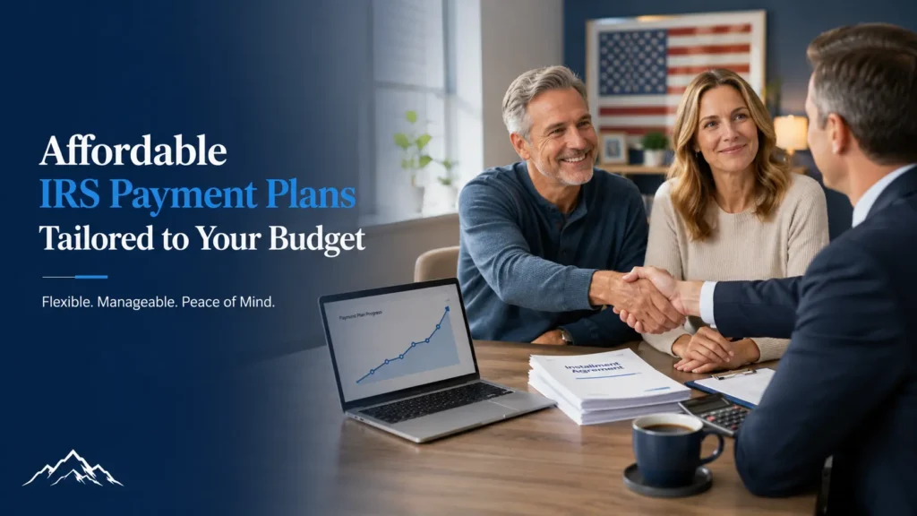 Couple securing affordable IRS payment plan agreement