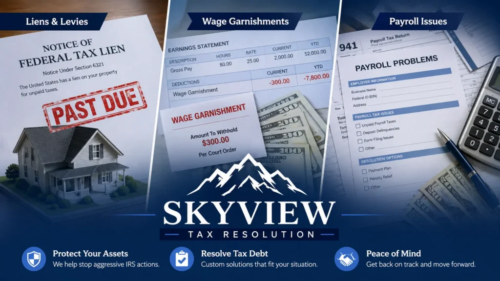 Skyview Tax Resolution IRS liens garnishments payroll issues